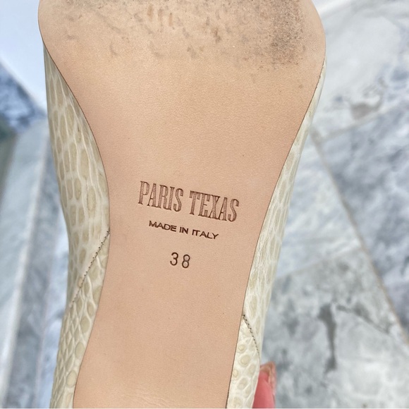 PARIS TEXAS Embossed Croco Bone China Cream Tall Stiletto Boots - Picture 9 of 16